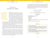An open book from Sacred Mysteries by Schiffer Publishing, Ltd. displays two pages: the left discusses the Muladhara (root) chakra using Tantric wisdom and a Sufi quote, while the right highlights first chakra qualities and card titles with yellow accents.