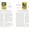 Pages 112 and 113 from Schiffer Publishing's "Oracle of the Radiant Sun" show Saturn in Aries and Taurus, featuring tarot-style oracle cards, astrological symbols, and insights into each sign’s personality, ambition, and values.