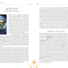 A page from The Star Tarot by Schiffer Publishing, Ltd. features a stylized image of The Fool and its symbolism on the left, with the right page offering detailed analysis and interpretation focused on self-discovery.