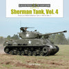 Cover of Sherman Tank, Vol. 4 from Schiffer Publishing, Ltd., featuring a WWII US Army M4A3 Sherman tank driving over grass, with white stars and identification markings clearly visible.