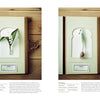 The Herbarium of Fabric Flowers by Schiffer Publishing, Ltd. features framed botanical displays—lily of the valley (left) and snowdrop (right)—with scientific details, ideal inspiration for naturalist fiber art and fabric flower patterns.
