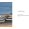 On the left, a sandy beach with waves beneath a cloudy sky; on the right, a close-up of smooth, colorful pebbles. Center text: Beaches—beach photography from Schiffer Publishing, Ltd., inspired by Amy Dykens.