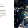 Left page features the chapter title "Urban Fabric" and a quote; right page from Schiffer Publishing, Ltd.'s New Orleans shows morning light through trees onto wet pavement by historic buildings, evoking 1990s creative flair and home garden charm.