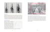From Schiffer Publishing, Ltd.'s "Sketchbook Traveler New England": Left page—B&W photos show pencil grips with line pressure tips; right page—a grayscale waterfall photo, red rectangle, and composition notes from a New England art journal.