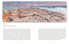 The Sketchbook Traveler New England by Schiffer Publishing, Ltd. features a watercolor of Cape Elizabeth, Maine’s rocky reddish shore beneath a pastel sky—ideal inspiration for your own travel sketchbook adventures.