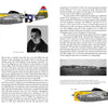 A magazine spread on "The 406th Fighter Group" by Schiffer Publishing, Ltd. features color WWII P-47 Thunderbolt art, a B&W pilot portrait, vintage European airfield photos, and articles about the aircraft and pilots.