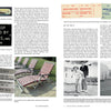 A magazine spread from Schiffer Publishing, Ltd. showcases vintage SS United States photos and memorabilia—deck chairs, tickets, shop sign, room keys, and passengers on deck—with text highlighting the ship’s transatlantic record and liner history.