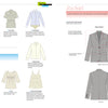 Fashion Design Archive by Schiffer Publishing, Ltd. offers illustrated guides and descriptions of tops, blouses, and jackets with fashion ideas, detailed diagrams showing jacket features, labeled measurements, and garment details.