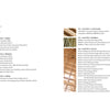 The two-page table of contents in "KKAA Kengo Kuma and Associates" by Schiffer Publishing, Ltd. lists chapters—Fabric, Mineral, Green, Thatching, Bamboo, and Wood—each featuring project thumbnails illustrating inspiring architectural detailing.