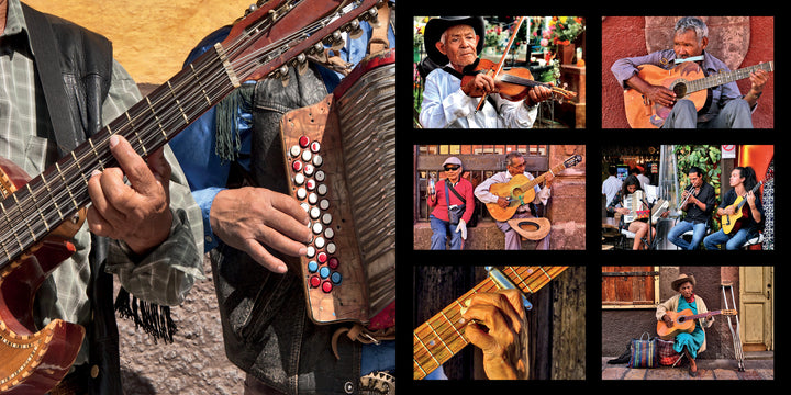 Vibrant close-ups of street musicians with guitar, accordion, and violin in San Miguel de Allende—this Schiffer Publishing, Ltd. photo book captures the city’s dynamic outdoor scenes and celebrates its UNESCO World Heritage charm.
