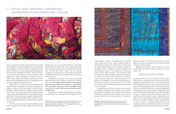 A close-up of "The Cumulative Cloth, Wet Techniques" by Schiffer Publishing, Ltd., highlighting innovative trends in fabric surface design with striking wet textile techniques.