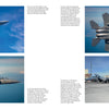 Four images of the F-15 Eagle from Schiffer Publishing, Ltd.: soaring in blue sky, banking over ocean, near clouds, and parked with crew on an airfield—accompanied by text appealing to aviation enthusiasts.