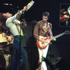 On stage at The Who Winterland San Francisco concert, one musician plays guitar as another lifts a tambourine; drums and amps fill the backdrop. An inset shows another "Teenage Wasteland" by Schiffer Publishing, Ltd.—a guitar being smashed.