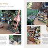Experience the enchanting world of "Magical Fairy Homes and Gardens" by Schiffer Publishing, Ltd., featuring miniature bakery scenes with detailed pastries, cakes, and breads displayed on shelves beside a tiny oven in whimsical woodland fairy settings.