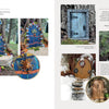 A magazine spread spotlights "Magical Fairy Homes and Gardens" by Schiffer Publishing, Ltd., showing whimsical fairy doors nestled among plants and trees, with close-ups revealing their intricate details and enchanting decorations.