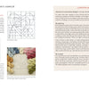 A two-page spread from Schiffer Publishing, Ltd.’s "Intermediate & Advanced Punch Needle Rug Hooking": left page shows a heart sampler pattern and threads; right page features “A Note from Amy” on planning stitching or punch needle projects.