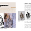 A book spread in "Explorations with Collage!" by Schiffer Publishing, Ltd. features abstract black-and-white art, tips for converting photos to black and white, and three leaf photos inspired by Wen Redmond’s mixed-media style.