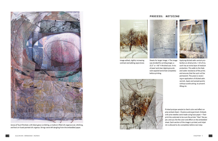 Explorations with Collage! by Schiffer Publishing, Ltd. offers an art tutorial spread with abstract and mixed-media projects, step-by-step guidance, close-up images, and tips on sketching, layering, and digital collage techniques.