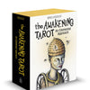 A 3D-rendered image of The Awakening Tarot by Schiffer Publishing, Ltd. shows a box cover with a figure in a beehive-like hat, surrounded by bees, expressing earth-based spirituality.
