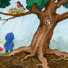 Two kids in yellow and blue raincoats stand under a tree in the rain, watching a robin’s nest as roots spread and a squirrel peeks out. "Hello, Rain!" by Schiffer Publishing, Ltd. is a wonderful children’s book for exploring nature and rainy days.