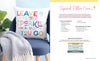 A decorative pillow on a blue chair features colorful text: “Leave a little sparkle wherever you go.” The image showcases Schiffer Publishing, Ltd.'s Sublimation Crafting, with instructions and supply list for making a sequined pillow cover.