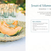 A woven basket with cantaloupe slices and grapes sits by glasses, while a page on the right shows Schiffer Publishing, Ltd.'s Weaving Paper with instructions for making recycled paper projects like a woven fruit bowl.