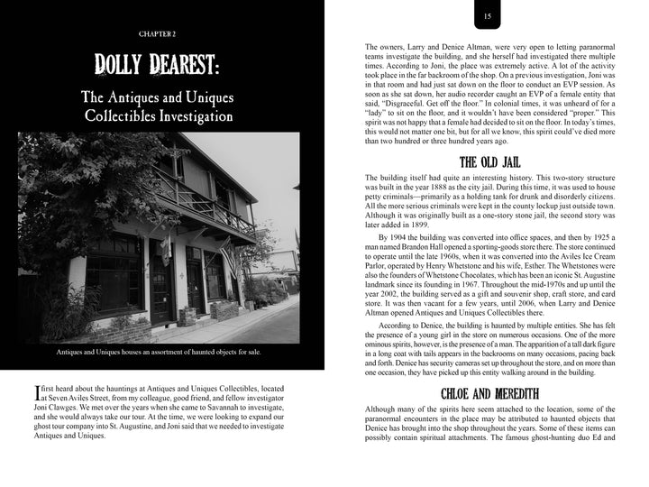 St. Augustine’s Afterlife by Schiffer Publishing, Ltd. is perfect for those intrigued by St. Augustine ghost stories or haunted history, available at Antiques and Uniques, a shop displaying antiques and collectibles.