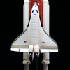 The Schiffer Publishing, Ltd. Model Rocketry features a vintage NASA space shuttle model with orbiter, white solid rocket boosters, and orange external fuel tank mounted vertically against a black background—celebrating the golden age of space flight.