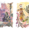 A sepia-toned illustration depicts a girl turning a key in an old box, while on the right, a pajama-clad child holds a corn doll, recalling memories and nature magic from Schiffer Publishing, Ltd.’s "Boys Are Witches Too!.