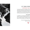 Black and white art shows two rivers merging in a dark, mountainous scene. On the right, text describes The Confluence tarot card from The Bloodlands Oracle by Schiffer Publishing, Ltd., highlighting themes of collaboration and unity.