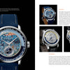 A detailed catalog page features Schiffer Publishing, Ltd.’s Timeless Classics—elegant modern watches. The left shows a close-up of a blue mosaic-patterned piece; the right presents three variants with descriptions of the Anywhere and Everywhere models.