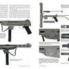 Two pages from "ERMA: Erfurter Maschinenfabrik, 1924–2003, Vol. 3" (Schiffer Publishing, Ltd.) feature multiple photos of Sten and ERMA submachine guns, with close-ups, side views, disassembled parts, and captions on design changes.