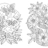 From Schiffer Publishing, Ltd.’s Fairy Tales & Folklore Coloring Book: two detailed black-and-white illustrations—one with an owl, mushrooms, and butterflies; the other with a snake among flowers. Perfect for adult coloring enthusiasts.