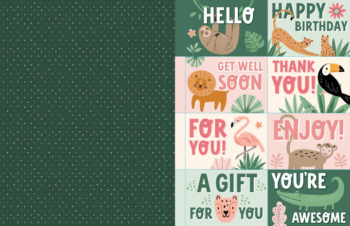 Part of our KindKids series by Schiffer Publishing, Ltd., this set features cheerful animal greeting cards—left side green with white dots—perfect to pair with the KindKids Super Awesome Sticker Activity Book!.