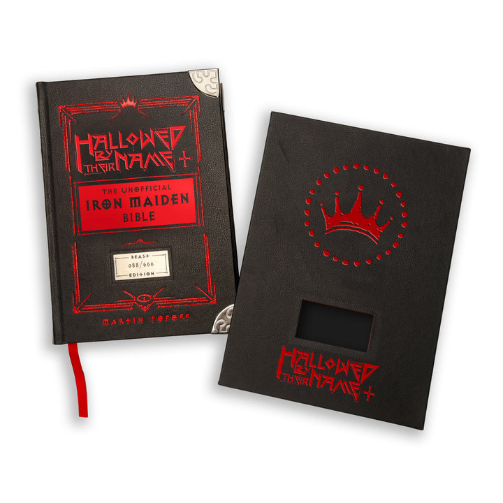 Two black books with red text and design on a white background