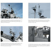 A two-page spread in Schiffer Publishing, Ltd.’s book features close-up photos of the USS Massachusetts (BB-59)’s radar, communication gear, masts, and observation decks with descriptive text on each page.