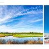 Left: A scenic golf course with pond and bridge highlights the beauty of the Mid-Atlantic. Right: A striking white lighthouse beside a house is ideal for photography. Featured in "Back Roads of the Mid-Atlantic States" by Schiffer Publishing, Ltd.