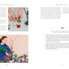 A spread from "Starting Your Floral Design Studio" by Schiffer Publishing, Ltd.: Left—photos of eco-friendly flower arranging and a woman with floral branches. Right—text on the floral designer's toolbox and highlighted info on business legal structures.