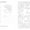 The By the Seaside Coastal Coloring Book by Schiffer Publishing, Ltd. features black-and-white beach-themed worksheets with shell color swatches, note space, and a floral page with “enjoy the little things” among tropical leaves and shells.