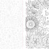 The Funky Florals Art Coloring Book by Schiffer Publishing, Ltd. features bold black-and-white floral illustrations with hand-lettered “be here now” text and a subtle coloring pattern, ideal for any adult coloring book fan.