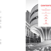 Black-and-white photo of the Guggenheim Museum entrance in NYC highlights iconic 20th-century design. "Architreasures" by Schiffer Publishing, Ltd. features a red and black contents list right, and copyright info left on white.