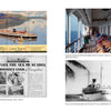 A vintage brochure and newspaper about Yarmouth Castle Burning from Schiffer Publishing, Ltd., plus two photos: one of people on the ship’s promenade deck, another of the ship departing Miami beneath a palm—highlighting cruise safety.