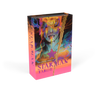 The Starman Tarot Remastered by Schiffer Publishing, Ltd. features vibrant, psychedelic cover art with a mysterious face and bold gold accents, inspired by David Bowie and designed by Davide De Angelis.