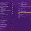 A purple page from "Seven Decades of Deep Purple" by Schiffer Publishing, Ltd. features a table of contents listing chapters 1–30 with summaries and page numbers; a yellow horizontal streak appears near the bottom right corner.