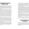 An open book from Morbid Kuriosity’s by Schiffer Publishing, Ltd. shows “The Disturbing Legacy of the Bell Witch” on the left page and “The Bleeding Walls of Atlanta” on the right, both delving into paranormal tales and mysteries.