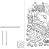 A cozy Emelie Lidehäll Öberg illustration on Schiffer Publishing, Ltd.’s Christmas Coloring Postcards features a bunny in a mitten with yarn, buttons, and “Warmest Wishes”—the left resembles a postcard, perfect for holiday coloring cards.