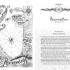 Two pages from Eco-Spirituality in the 21st Century (Schiffer Publishing, Ltd.): left shows hand-drawn art with a spider web, plants, a bee, and words “Ovates,” “Bards,” “Druids”; right starts Chapter 1, “Reconnection,” on nature spirituality.