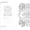 The Creative Free Spirit Coloring Book by Schiffer Publishing, Ltd. features a worksheet with a swatch section and butterfly illustration, plus a detailed coloring page of four birds, stars, and a sun—ideal for nature coloring book fans.