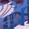 In "The Night Artists" by Schiffer Publishing, Ltd., a pink and purple-feathered owl glides above a snowy forest as a rabbit and fawn gaze upward, creating an enchanting woodland scene ideal for a nature picture book.