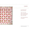 Stitching Together History by Schiffer Publishing, Ltd. is shown on the left with a vibrant Virginia-inspired quilt featuring geometric and floral designs; on the right, a red-numbered table of contents highlights chapters and sections.